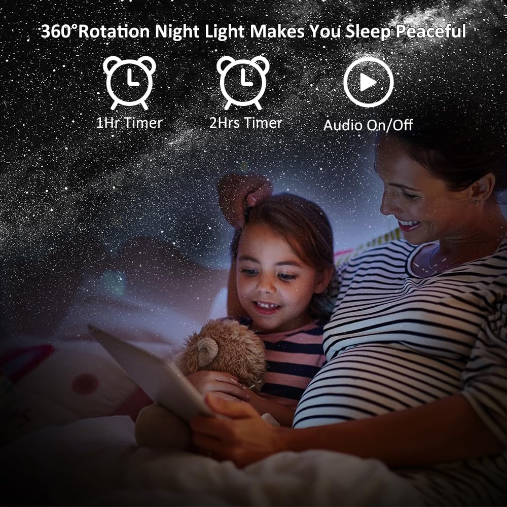 Projecteur Planétarium pour Chambre à Coucher Veilleuse Galaxie Ultra Claire avec 12 Disques Galaxie Remplaçables 4K Rotation à 360 Degrés Véritable Lumière du Ciel pour Chambre 